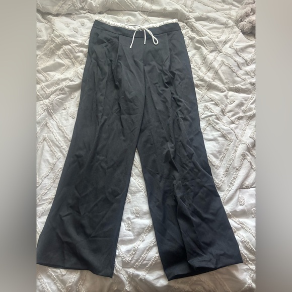 Zara Women's Wide-Leg Drawstring Trousers in Dark Gray - Picture 2 of 3